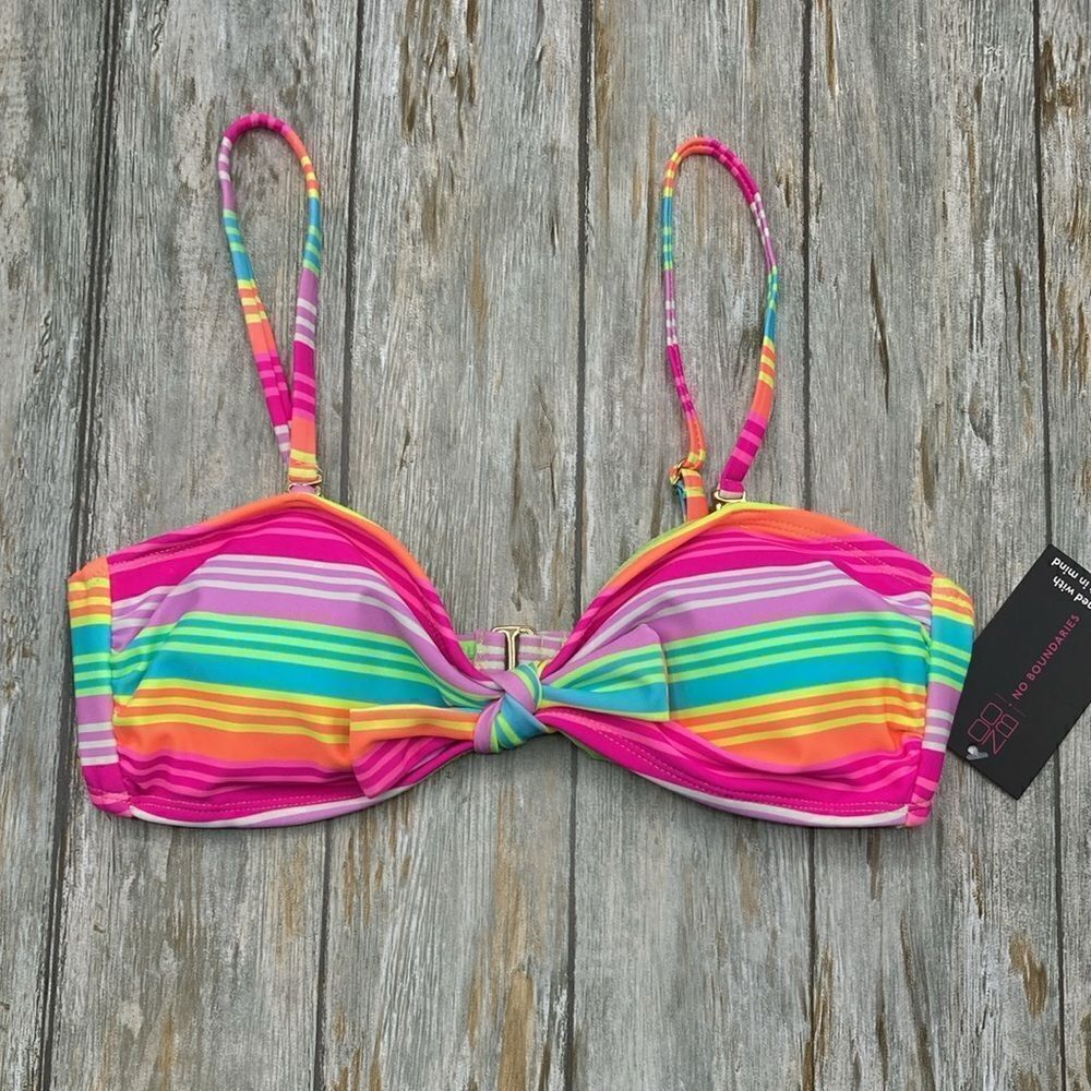 Women’s Tricot Striped Knot Bikini Top Swimsuit Bathing Suit Size M